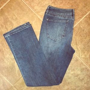 Medium wash straight leg blue jeans
